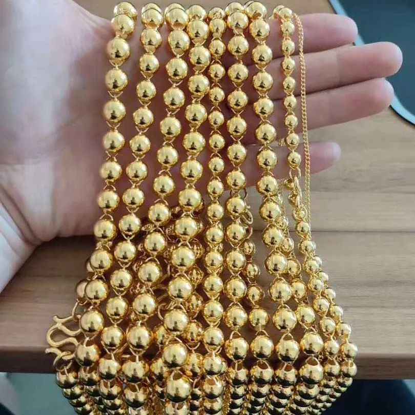 SKA ювелирные украшения, покрытие из настоящего 24k Золотая цепочка ожерелье из чистого золота ювелирные изделия из бисера звено цепи ожерелье
