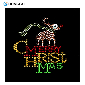 Hongcai Custom Christmas Rhinestone Design <strong>Print</strong> <strong>Transfer</strong> Low MOQ for Hoodies and Shirts Flat Back Rhinestone - Product Image 3
