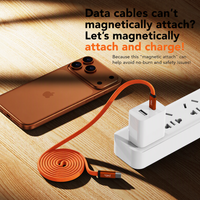 Câble USB-C magnétique auto-enroulant 240W à double vitesse, plat tressé, charge rapide PD pour téléphones mobiles iOS et Android, ordinateurs portables