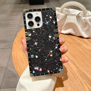 <span class=keywords><strong>Funda</strong></span> ostentosa de borde recto para Samsung S23 Ultra, Fundas de lujo para <span class=keywords><strong>iPhone</strong></span> 14 15 Pro Max, <span class=keywords><strong>funda</strong></span> de teléfono con purpurina para niñas - Product Image 2