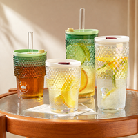 Gobelets en verre sodalime transparent de style américain, 14 oz et 21 oz, avec couvercles hermétiques et pailles, pour bière glacée, café, thé, eau