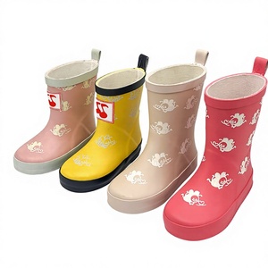 Bottes de pluie imperméables antidérapantes en <span class=keywords><strong>caoutchouc</strong></span> mi-mollet pour garçons et filles, motif dessin animé mignon, changeant de couleur, toutes saisons, pour enfants du primaire - Product Image 1