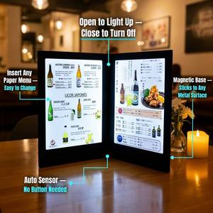 Menú LED Recargable Personalizado de Cuero PU, Soporte de Señal para Menú Iluminado, Libro de Mensajes para Bar, KTV, Restaurante de Alta Gama, Hotel, Salón - Product Image 1
