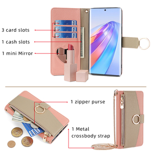 Funda de teléfono móvil con correa cruzada para <span class=keywords><strong>Honor</strong></span> 90 Lite <span class=keywords><strong>80</strong></span> GT 70 60 50 <span class=keywords><strong>SE</strong></span> 30 30I 30S, Funda de cuero con ranuras para tarjetas, BILLETERA, bolsas para teléfono - Product Image 2