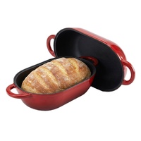 Cocotte ovale en fonte émaillée avec couvercle, 5QT, pour cuisson du pain, avec picots auto-égouttoirs, pour rôtir, braiser, mijoter, compatible plaque de cuisson