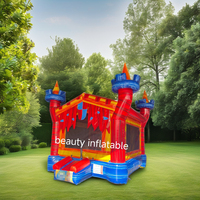 Château gonflable rouge de marbre de luxe de maison de rebond de château de 13 * 13ft pour des enfants