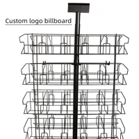 Présentoir rotatif sur pied en fil métallique thermolaqué pour magasin de détail moderne, facile à assembler