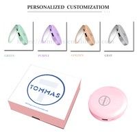 Factory Outlet Layar Sentuh Dapat Disesuaikan Mini Riasan Bulat LED Cermin Kosmetik Lipat Portabel Saku MakeUp Cermin Logo Kustom