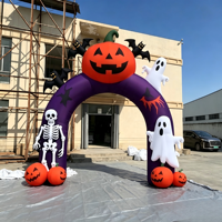 Arche gonflable géante 3M pour Halloween avec citrouille, fantôme et squelette pour décoration de fête en extérieur, portail d'entrée