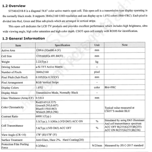 ST546AD18-8 CSOT lcd display panel 55 inch tv screen replacement <b>smart</b> TVS - Product Image 2