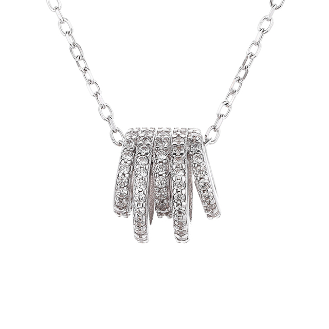 High Quality 925 Sterling Silver Women's Necklace Zircon Rhodium Plating Classic Temperament-for Weddings Anniversaries Gift