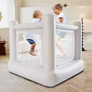 Château gonflable blanc pour tout-petits, intérieur/extérieur, maison de saut pour enfants avec filet de sécurité - Product Image 1