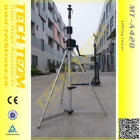 TechTeam Soporte de Iluminación para DJ, Torre de Elevación Line Array de Aluminio, Altura Ajustable, 4,2 M, Manivela para Eventos