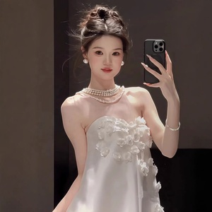 <span class=keywords><strong>Robe</strong></span> de mariée en <span class=keywords><strong>satin</strong></span> sans bretelles 2026, <span class=keywords><strong>robe</strong></span> pour <span class=keywords><strong>femme</strong></span>, nouvelle <span class=keywords><strong>robe</strong></span> de mariée 2025, luxe léger, niche, <span class=keywords><strong>robe</strong></span> de chambre du matin, voile léger de voyage - Product Image 3