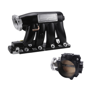 ท่อร่วมไอดีพร้อมลิ้นปีกผีเสื้อสำหรับฮอนด้า ซีวิค ซี ปี 06-11 รุ่น K20Z อลูมิเนียม สีดำและสีเงิน - Product Image 1