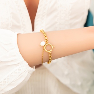 Niche Fashion High-End Stainless Steel Bracelet with 18K Gold Plating Trendy <b>Charm</b> Bracelets & Link Jewelry Pendant - Product Image 2