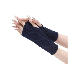 Mitaines sans doigts pour femmes, gants d'hiver chauds en tricot, chauffe-bras doux au crochet, mitaines avec trou pour le pouce - Product Image 5