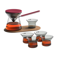 Petite théière et tasse de luxe imprimées sur mesure coffret cadeau boîtes d'emballage rouges bouilloire magnétique en verre esthétique kit de tasses à thé
