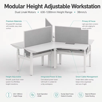 Poste de travail de bureau électrique réglable en hauteur, modulaire, pour 3 personnes, bureau dos à dos, mobilier de bureau commercial pour équipe