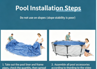 Piscine familiale en PVC épaissi sur mesure, grande piscine portable à structure métallique pour l'extérieur et le jardin