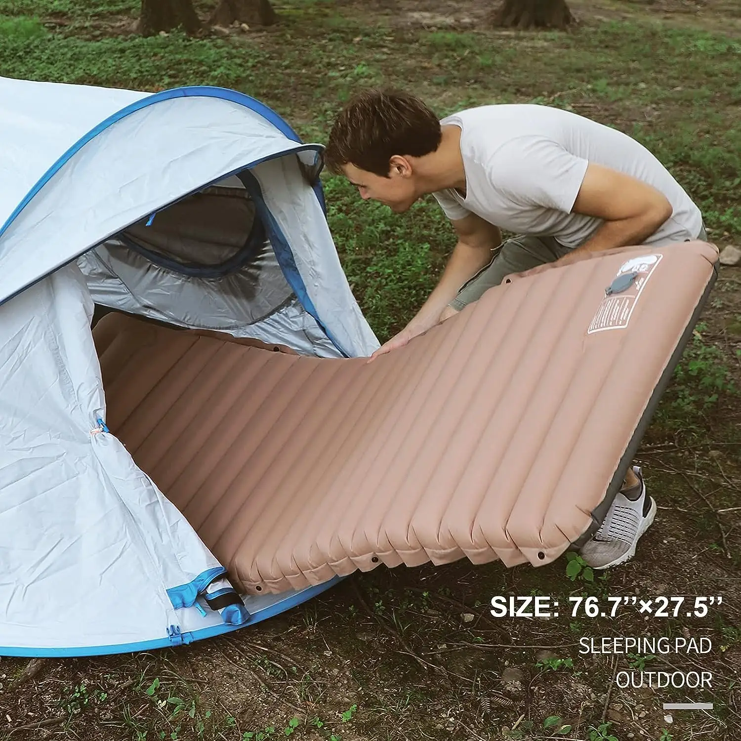 Colchón portátil y fácil de almacenar inflado a prueba de humedad para acampar al aire libre y picnic