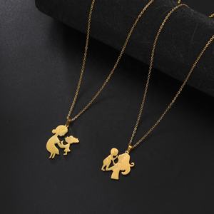 KISSWIFE Klassische Mutter Kinder Anhänger-Halsband für Damen Gold Silber Edelstahl Familien-Halsband Muttertagsschmuck - Product Image 2