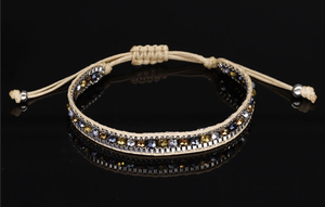 Bracelet bohème fait main en perles de pierre naturelle et de verre, bijoux tressés en cordon pour <span class=keywords><strong>femme</strong></span>, artisanat DIY, macramé réglable - Product Image 5