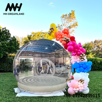 Maison Gonflable Bulle en PVC avec Plateforme de Saut, Tente Dôme Transparente Gonflable pour Enfants, Matelas Gonflable