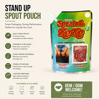Pochette souple à bec verseur pour jus et boissons, qualité alimentaire, emballage liquide personnalisé avec bouchon à vis, OEM