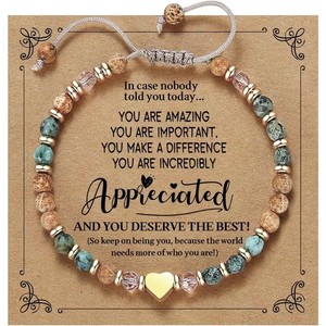 Bracciale in pietra naturale per donna - Regalo perfetto per esprimere amore e coraggio, bracciale a cuore per Natale e il Giorno del Ringraziamento - Product Image 1