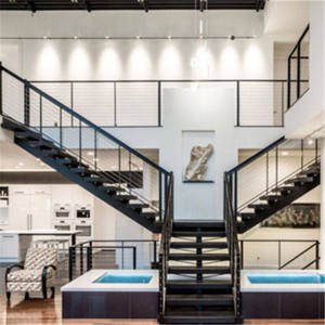 הדאייה שחור מדרגות מסילות עם מדרגות מרפסת משמר מזג זכוכית מעקה - Product Image 2