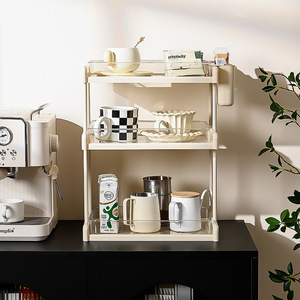 Desktop Multi Tiered Shelf Cream Color 3 Tier Stackable Drain Tray Teacup Storage Rack Multipurpose Kitchen Organizer - Product Image 3