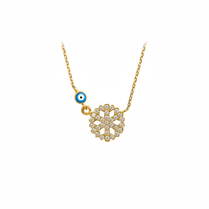 14K oro sólido Turkis Nazar copo de nieve encanto collar joyería fina para mujeres hecho en Turquía - Product Image 2