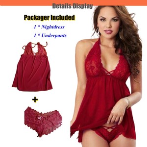 Abito <span class=keywords><strong>da</strong></span> notte esotico <span class=keywords><strong>da</strong></span> donna in pizzo Sexy con scollatura sulla schiena e sulla schiena aderente 2 pezzi per donna camicia <span class=keywords><strong>da</strong></span> notte estiva <span class=keywords><strong>taglie</strong></span> <span class=keywords><strong>forti</strong></span> - Product Image 3