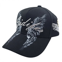 Casquette de baseball avec logo en métal couleur ailes d'ange, broderie de figurine d'ange sur les panneaux latéraux, ailes imprimées, logo personnalisé réglable