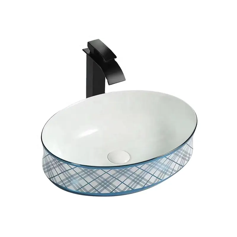 Gran oferta, nuevo diseño, encimera, forma ovalada, lavabo de mano para Baño