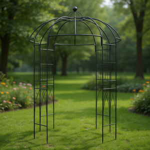 Gazebo en fer forgé DB Iron Arch 207x207x270cm Noir, élément décoratif de jardin facile à assembler, résistant au vent, décoration de cour - Product Image 2
