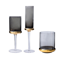 Meest Populaire 130Ml 280Ml 400Ml Gekleurd Glaswerk Roze Bekers/Shot Steelloos Wijnglas Goud Omrande Wijnglazen
