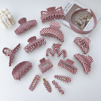 DOWELL Lot de mini pinces à cheveux à motif damier rouge pour la mode en gros