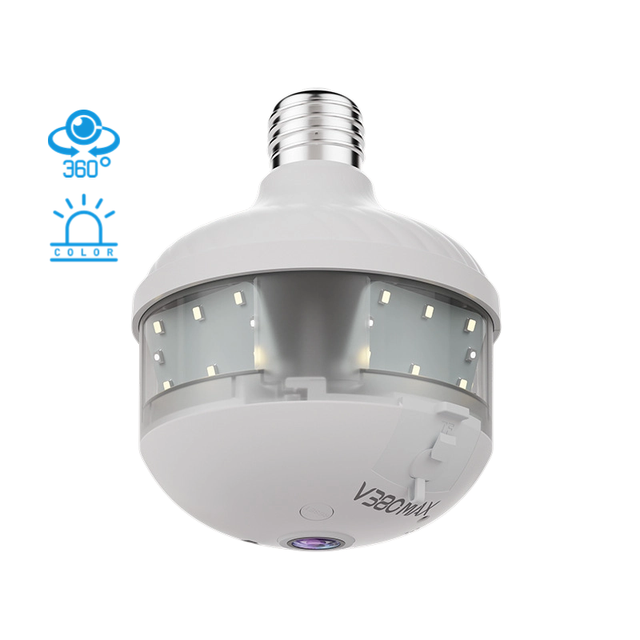 V380 Pro 3mp Wi-Fi Security Camera 360 Degree VR Wide Angle Fisheye Light Bulb Camera