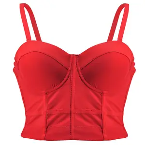 Summer Corset Gothic <strong>Steam</strong> <strong>Punk</strong> Overbust Bustier Sexy Solid Corset Bra Women Crop Top Slimming Tops Black Red White - Product Image 1