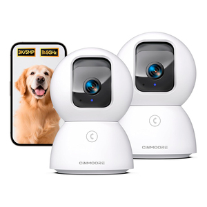 Caméra de sécurité intérieure intelligente CINMOORE 3K avec carte SD 64 Go 360° °   Caméra de surveillance pour personnes âgées/bébés/animaux de compagnie avec vision nocturne couleur et stockage gratuit sur le cloud - Product Image 1