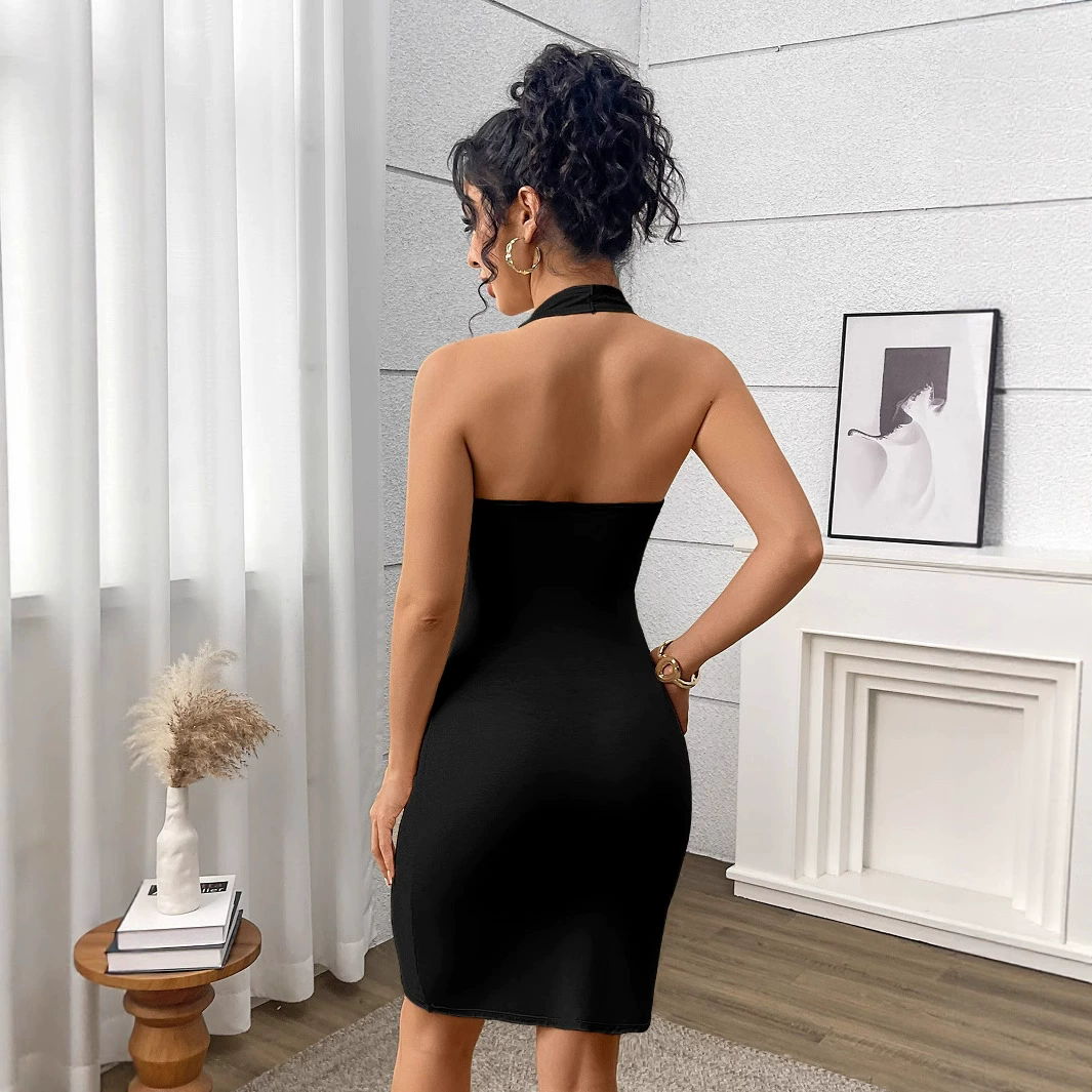 Backless Tummy-Control Shapewear Dress (F390): back view showing seat coverage and shaping construction