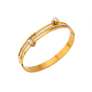 Brazalete Angelina de Acero Inoxidable Chapado en Oro con Detalles de Diamantes, Brazaletes Finos Clásicos para Mujer - Product Image 3