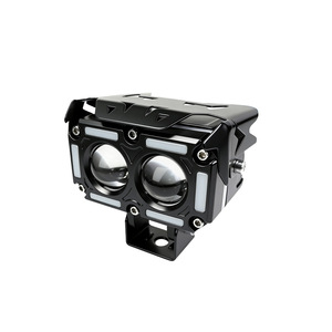 Phare de moto Qideguan à 2 yeux LED 12-30V IP67 avec halo lumière blanche et jaune - Product Image 3