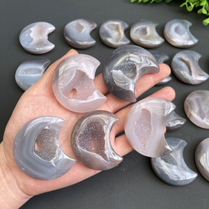 Lunas de Ágata Druzy Talladas a Mano al por Mayor, Artesanías de Piedras Semipreciosas, <span class=keywords><strong>Luna</strong></span> de Geoda Druzy - Product Image 3