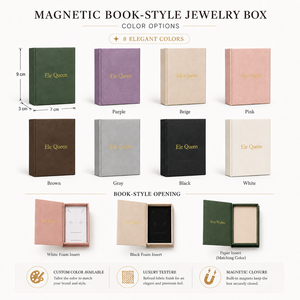 Magnetic Book Style Square Pattern Jewelry Packaging <b>Box</b> 9x7x3cm with Custom Logo for <b>Rings</b> Earrings Necklaces - Product Image 5
