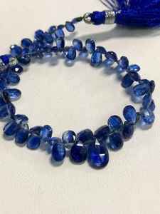 Perles de pierre de cyanite naturelle bleue facettée en forme de poire, qualité AAAAA, 8 pouces, super scintillantes, 4,5 mm de long, 10 mm de large, pour bijoux DIY - Product Image 2