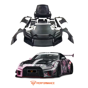 Accessoires automobiles européens : Kit carrosserie en fibre de verre (pare-chocs avant, pare-chocs arrière, capot) pour GTR, mise à niveau vers le kit de style large LB de troisième génération - Product Image 2