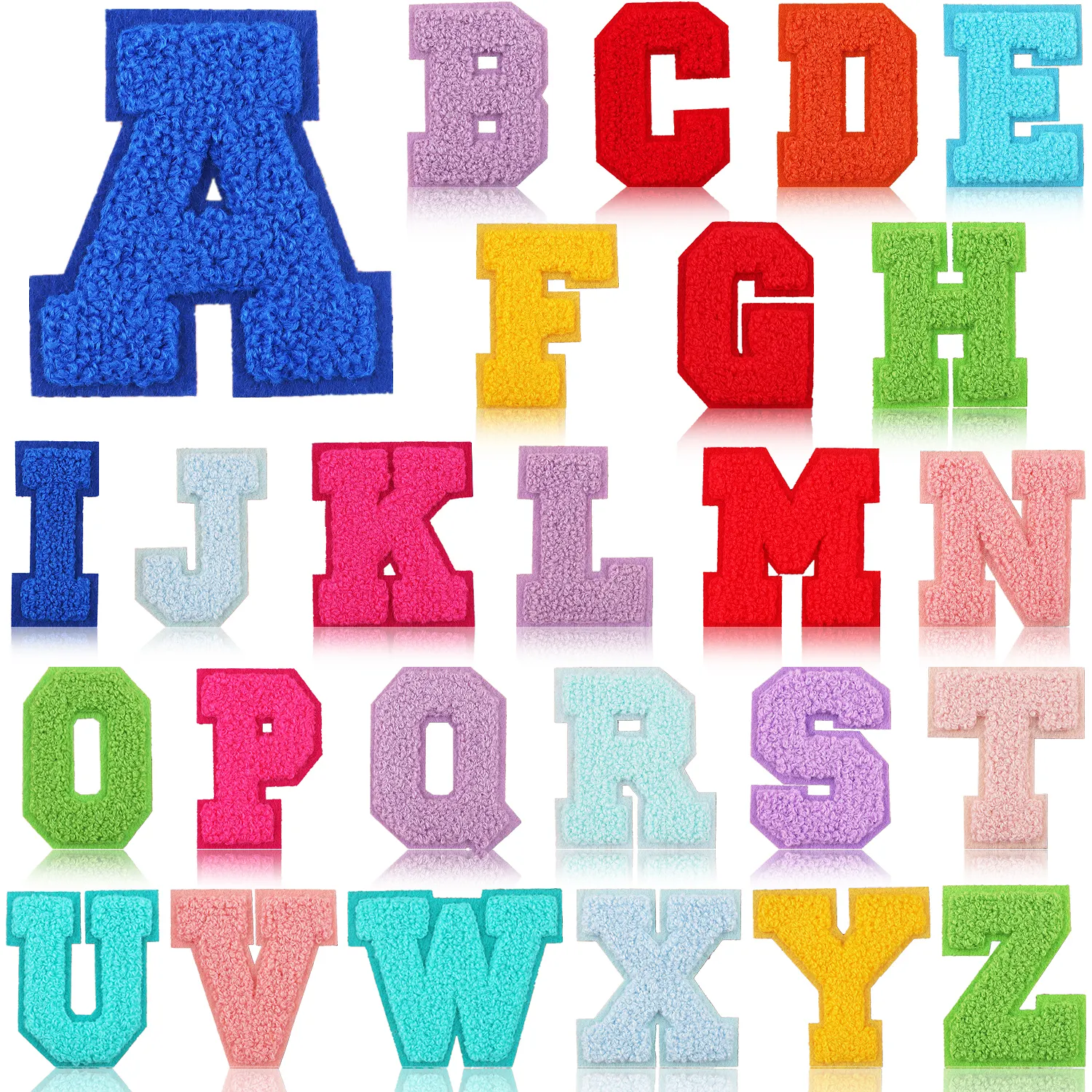 Patch d'alphabet Chenile coloré pour vêtements personnalisé coudre fer sur patchs de lettre Chenille